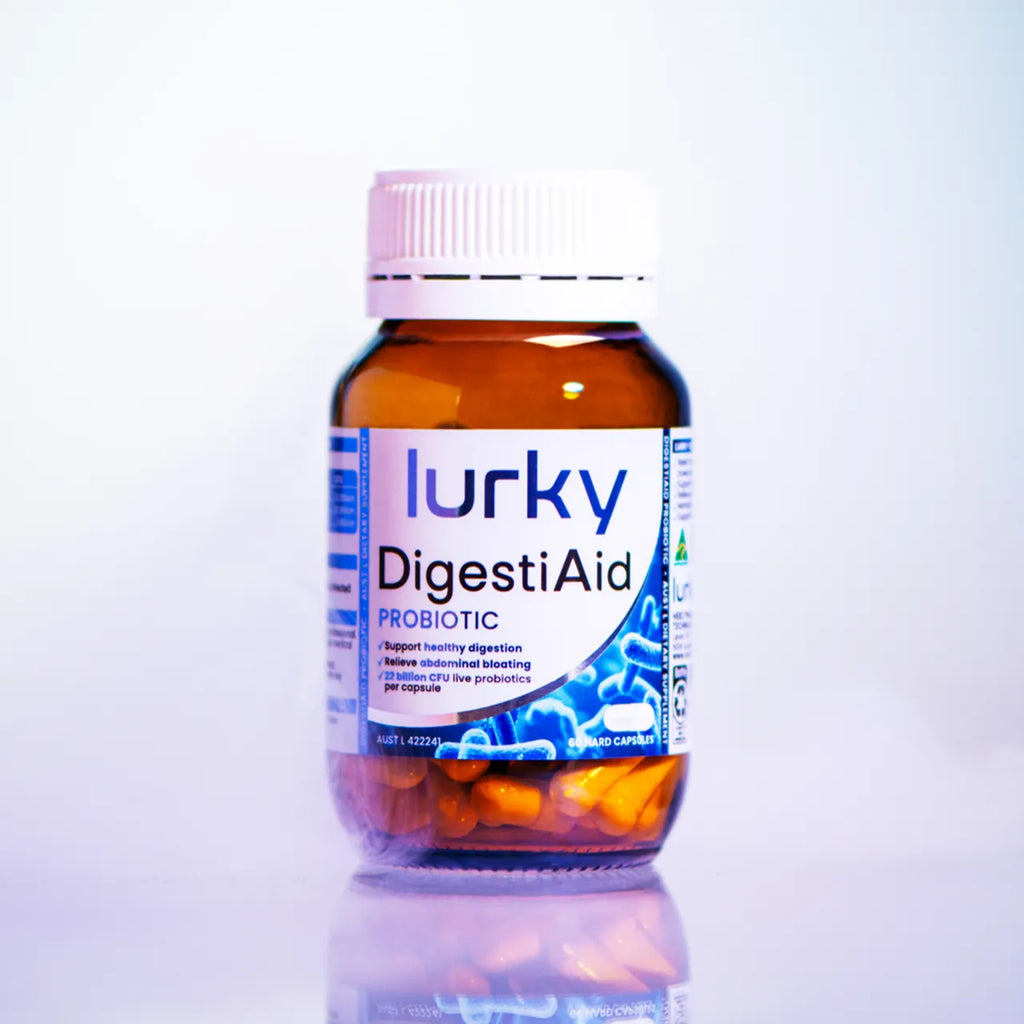 Lurky DigestiAid Digestive Aid Probiotic Supplement features 22 Billion CFU probiotics, designed for gut health support, constipation relief, bloating reduction, and IBS support. This lactic acid bacteria supplement also promotes immune support and overall digestive health.