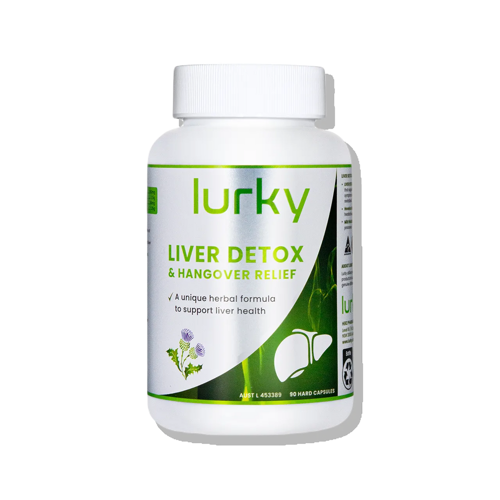 Lurky Liver Detox & Hangover Relief is a high-potency natural supplement formulated to support liver health. Enriched with Silymarin and other herbal ingredients, it helps protect the liver and manage symptoms associated with occasional overindulgence, such as headaches, fatigue, and nausea.