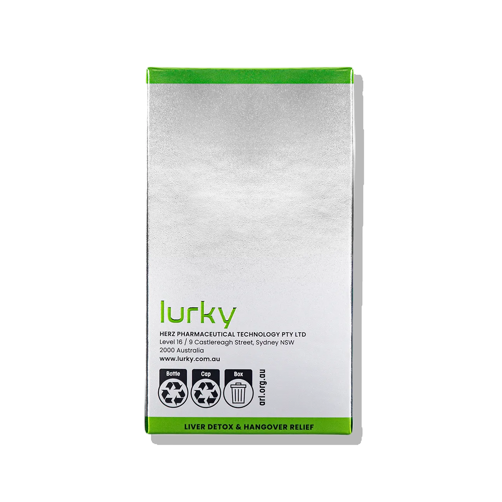 Lurky Liver Detox & Hangover Relief is a high-potency natural supplement formulated to support liver health. Enriched with Silymarin and other herbal ingredients, it helps protect the liver and manage symptoms associated with occasional overindulgence, such as headaches, fatigue, and nausea.